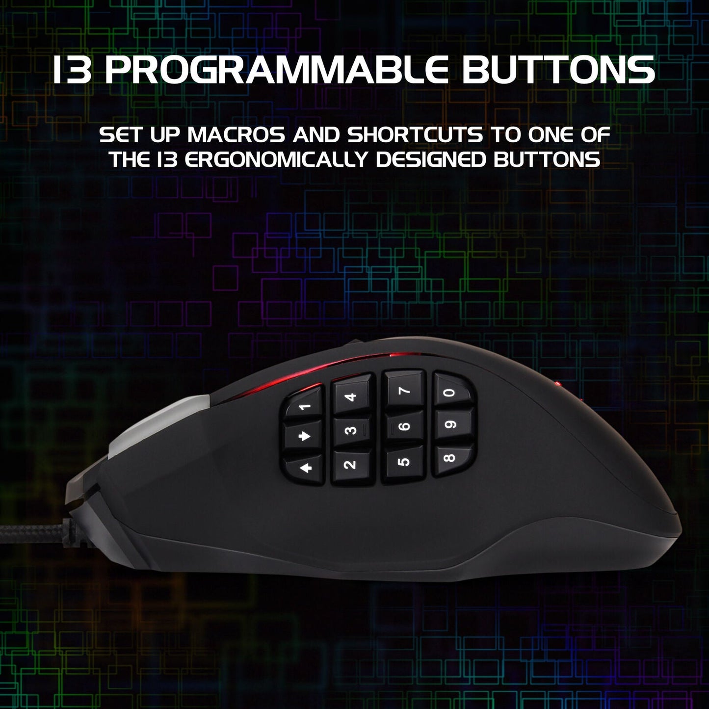 Enhance Theorem 2 MMO Gaming Mouse — 13‑Button, 4000 DPI, Black