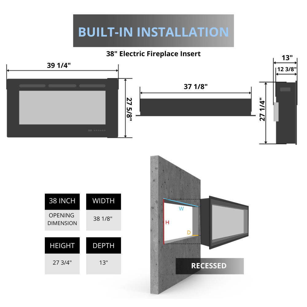 Amantii 26-Inch to 48-Inch Traditional Built-in Smart Electric Fireplace Insert