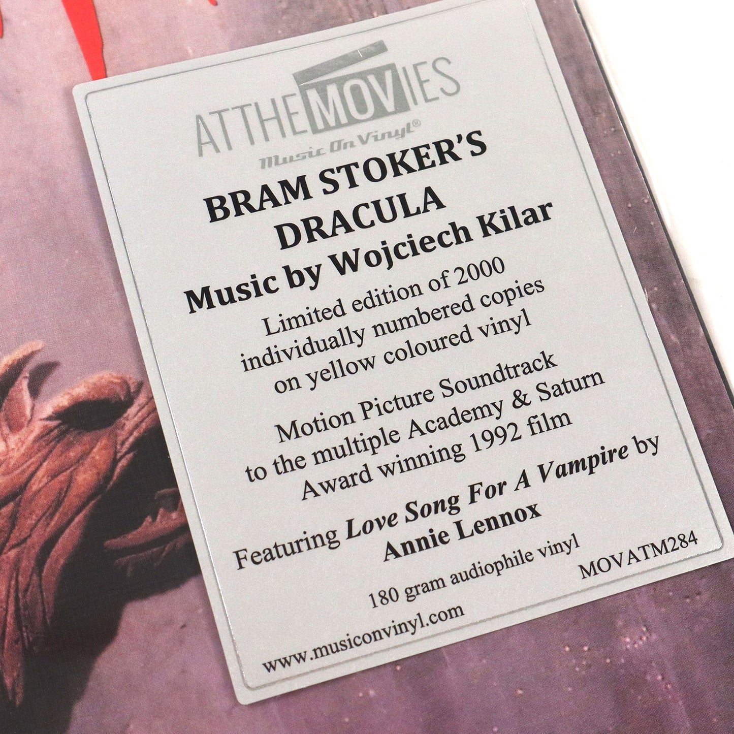 Wojciech Kilar: Bram Stoker's Dracula Soundtrack (180g, Yellow Colored Vinyl) Vinyl LP