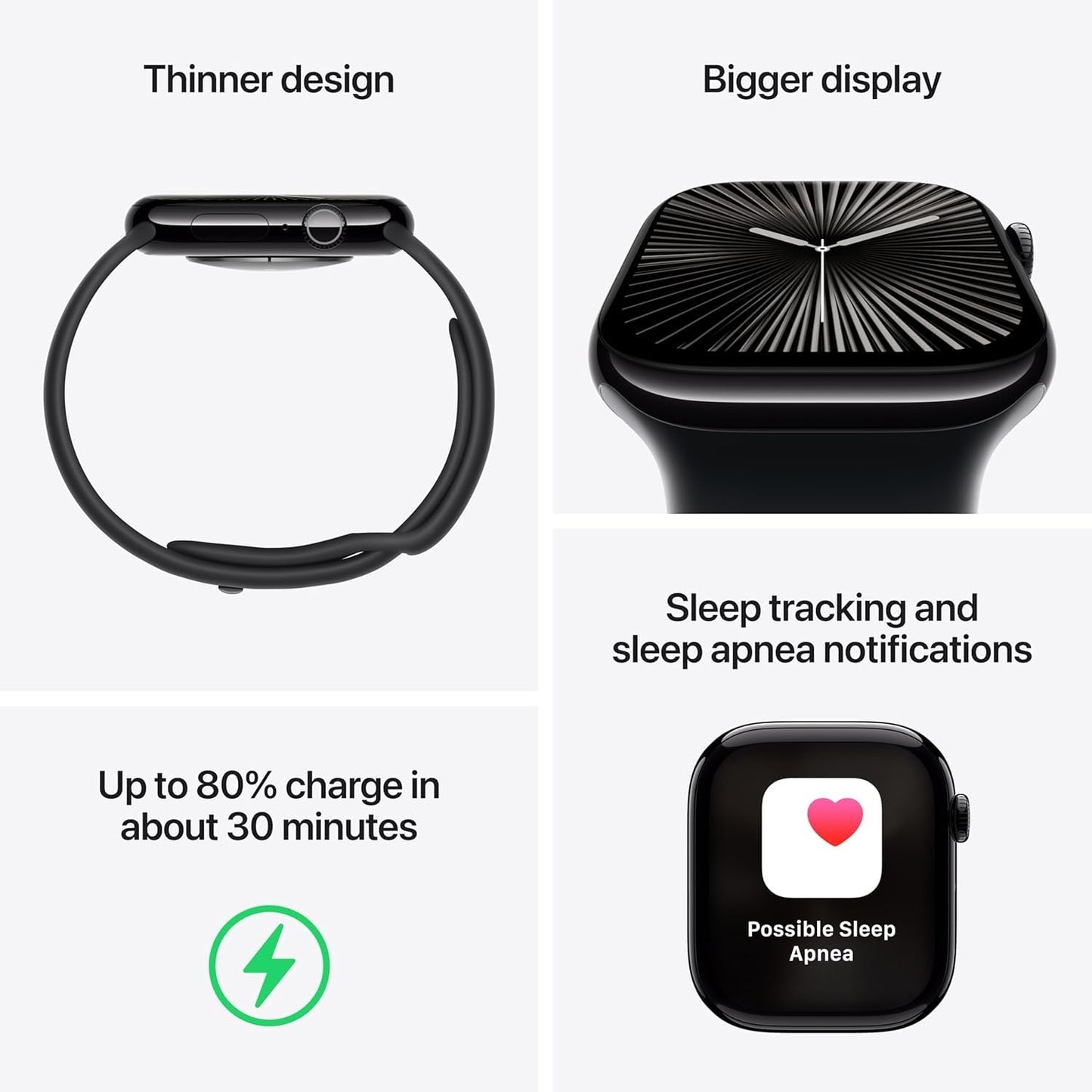 Apple Watch Series 10 (GPS+Cellular) 42mm Slate Titanium Case w/ Black Sport Band - S/M