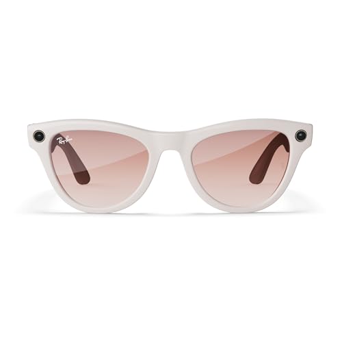 Ray-Ban Meta Skyler Glasses with Meta AI – Audio, Photo, and Video Compatibility – Pink Lenses – Shiny Chalky Gray – 67001352