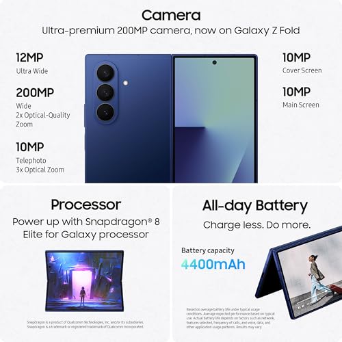 Unlocked Samsung Galaxy Z Fold7 - 512GB - Jetblack - SM-F966UZKEXAA