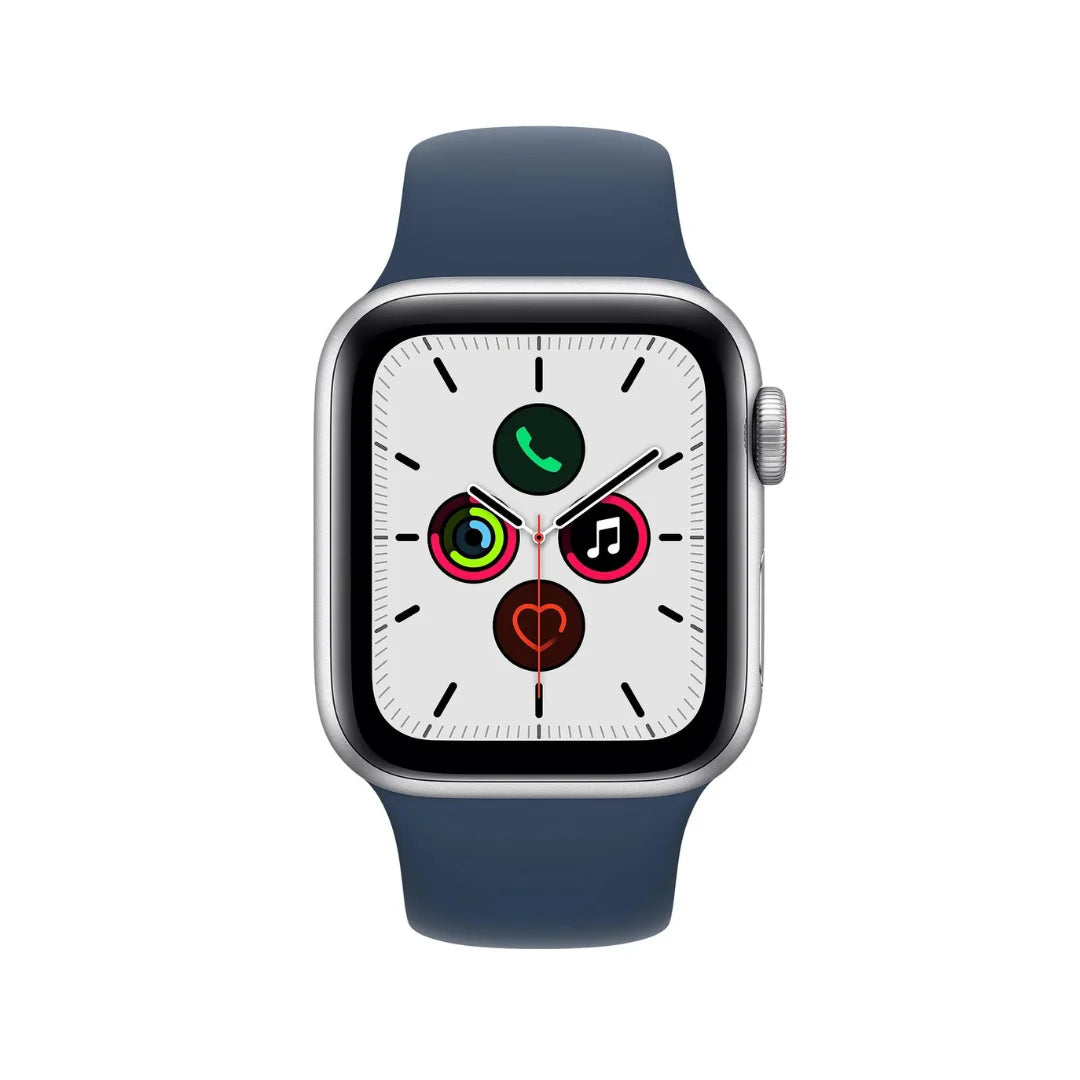 Apple Watch SE (1st Generation GPS) 44mm Silver Aluminum Case with Abyss Blue Sport Band - MKQ43LL/A
