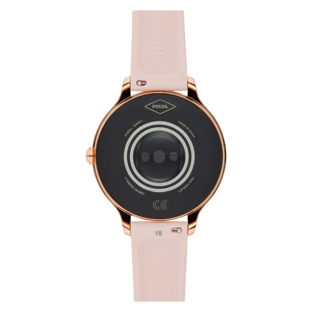 Fossil Gen 5E 42mm Stainless Steel Case with Pink Silicone Strap - FTW6066