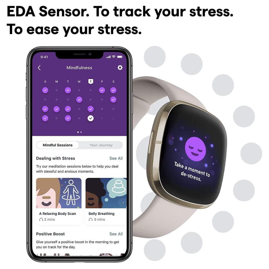 Fitbit Sense Advanced Health Smartwatch – Soft Gold – FB512GLWT