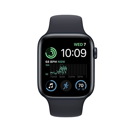 Apple Watch SE 2nd Generation (GPS) 44mm Midnight Aluminum Case w/ Midnight Sport Band - M/L - MRE93LL/A