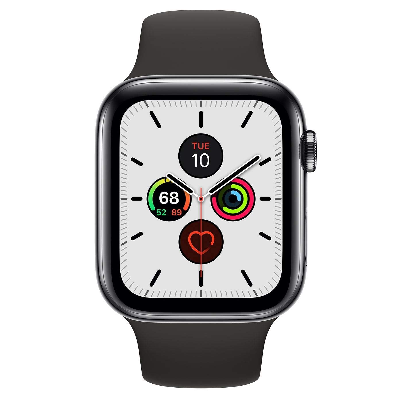 Apple Watch Series 5 GPS Cellular 44MM Space Black Stainless Steel Case, Black Sport Band - MWW72LL/A