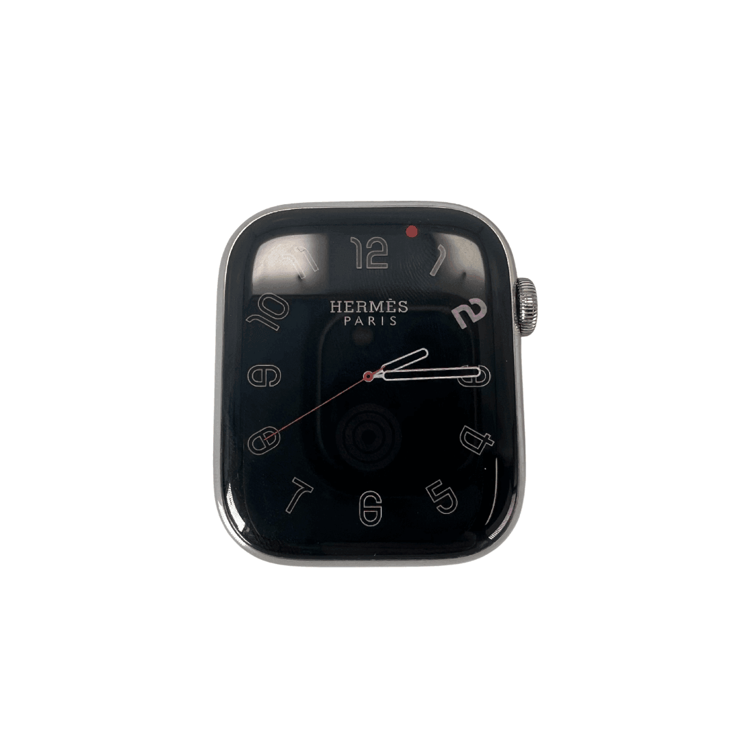 Hermes Apple Watch Series 7 GPS/ Cellular 41 mm - Stainless Steel - Black Silicone Watch Band