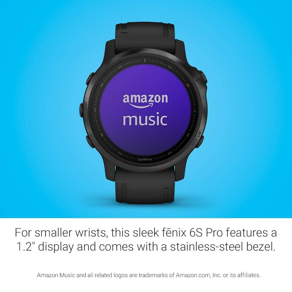 Garmin fēnix 6S Pro Smartwatch 42mm Black with Black Silicone Band - 010-02159-13