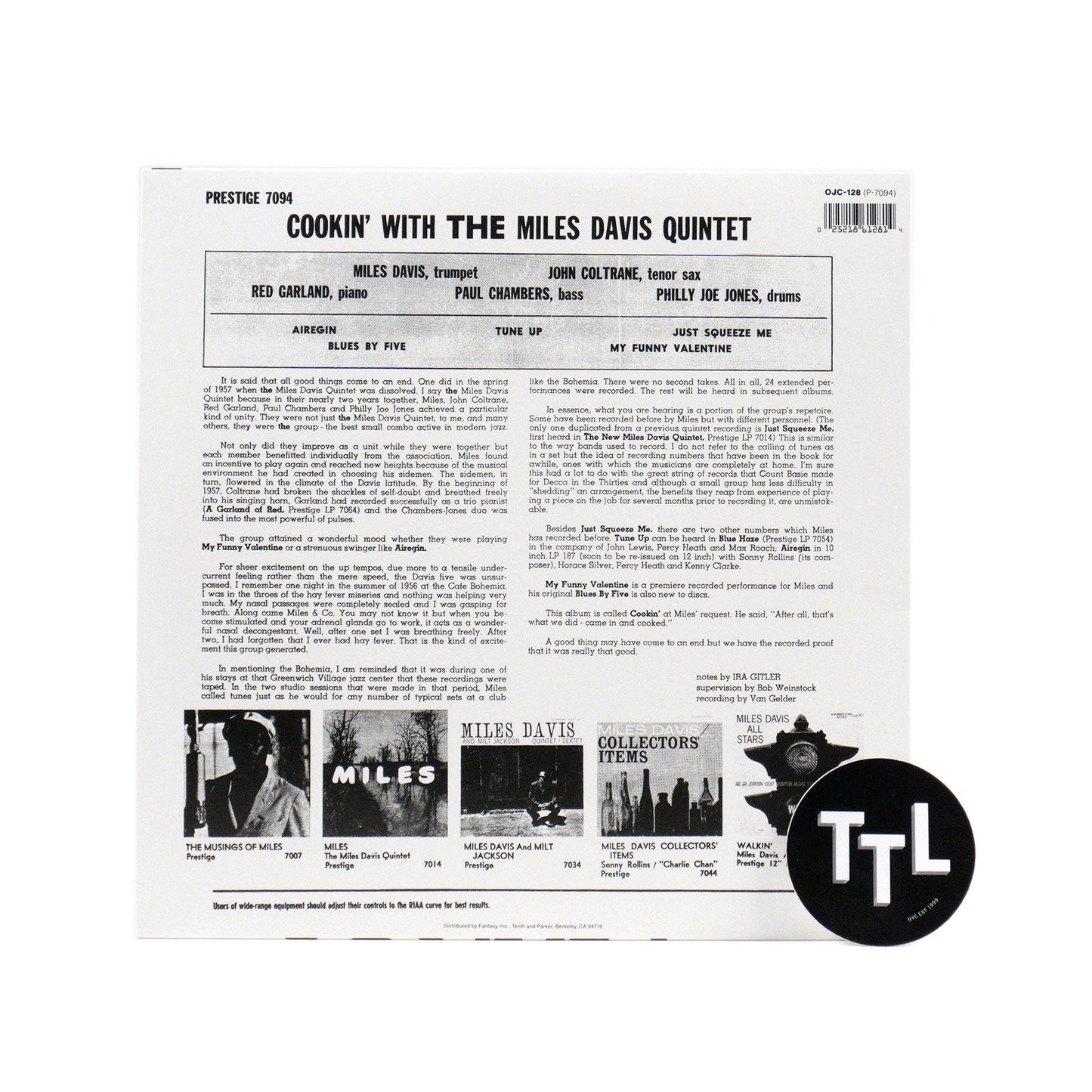 Miles Davis: Cookin' With The Miles Davis Quintet Vinyl LP