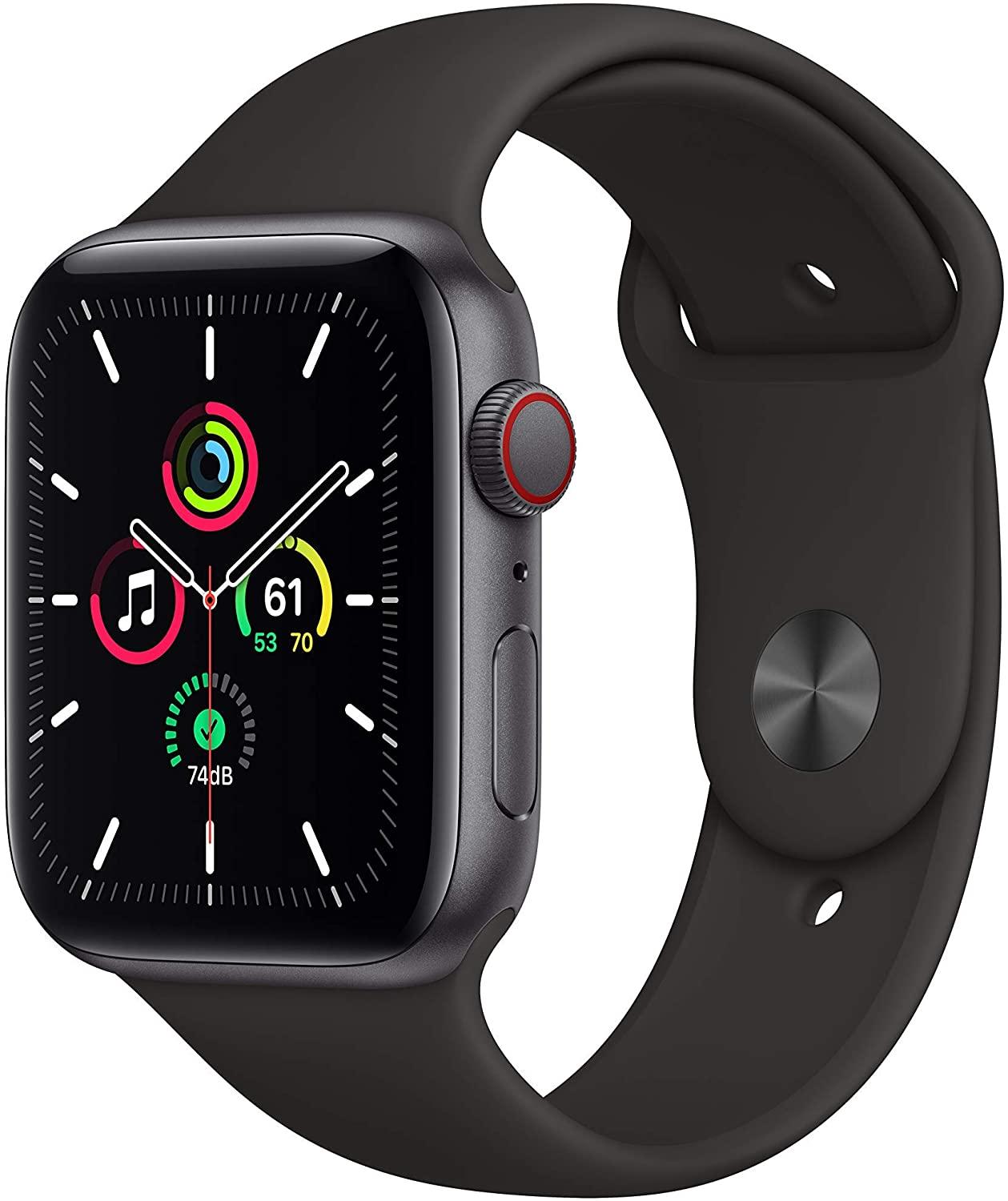 Apple Watch SE 1st Gen (GPS + LTE) 44mm Space Gray Aluminum Case & Black Sport Band (Refurbished)